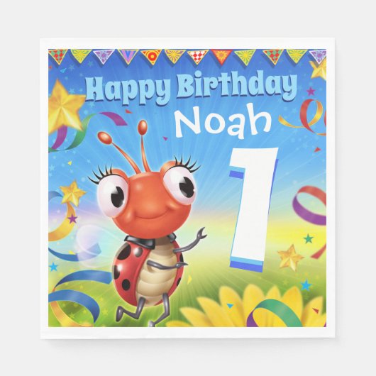 Custom Birthday Party Papier Serviette Junge 1jähr (Vorderseite)