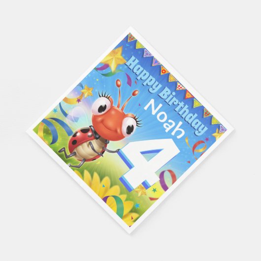 Custom Birthday Party Papier Serviette Junge 4 Jah (Ecke)