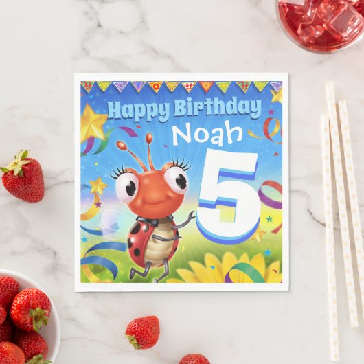 Custom Birthday Party Papier Serviette Junge 5 Jah (Beispiel)