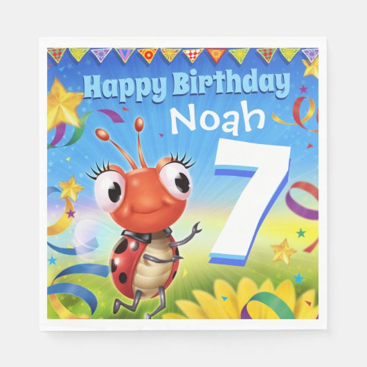 Custom Birthday Party Papier Serviette Junge 7 Jah (Vorderseite)