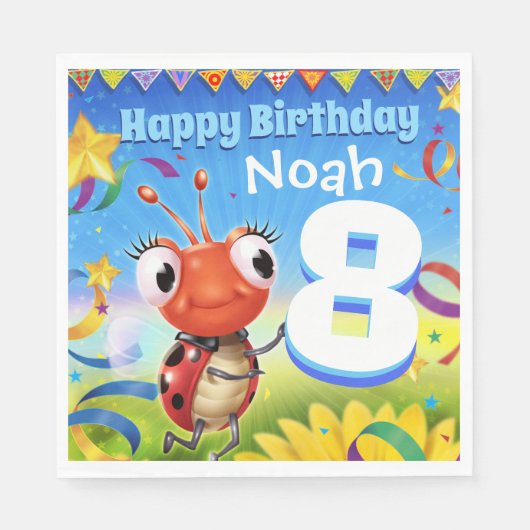 Custom Birthday Party Papier Serviette Junge 8 Jah (Vorderseite)