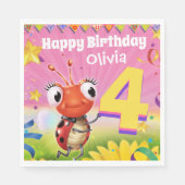 Custom Birthday Party Papier Serviette Mädchen 4 J (Vorderseite)