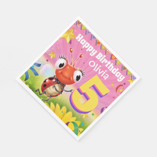 Custom Birthday Party Papier Serviette Mädchen 5 J (Ecke)