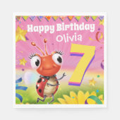 Custom Birthday Party Papier Serviette Mädchen 7 J (Vorderseite)