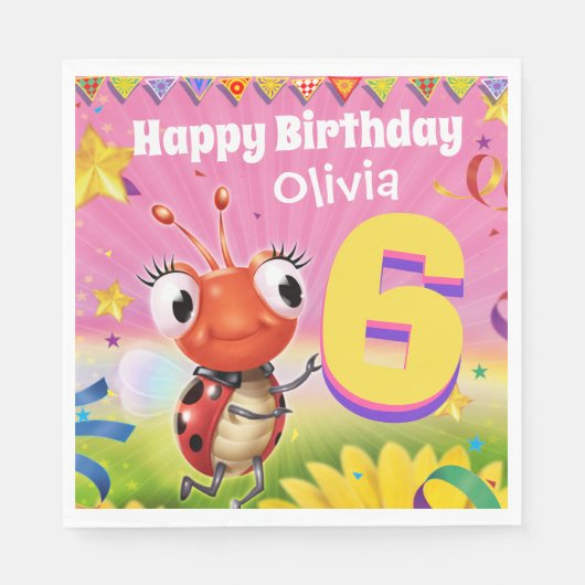 Custom Birthday Party Papier Servietten Mädchen 6 (Vorderseite)