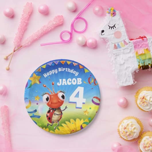 Custom Birthday Party Platte Junge 4 Jahre alt Pappteller (Party)