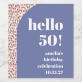 Custom Birthday Party Unique Blue Confetti Dots Weinetikett (Einzelnes Label)