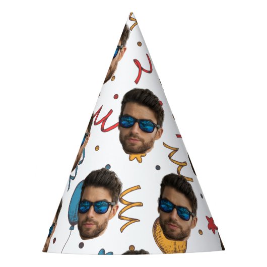 Custom Birthday, Photo, Face, Pattern, Party Decor Partyhütchen (Vorderseite)