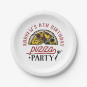 Custom Birthday Pizza Party Plate Pappteller (Vorderseite)