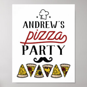 Custom Birthday Pizza Party Sign Poster