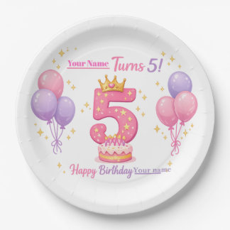 Custom Birthday Plates for Kids - 5th Birthday Pappteller