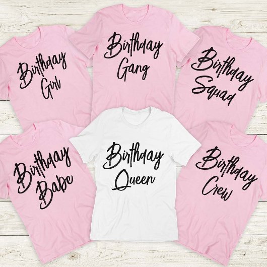 Custom Birthday Queen and Crew Squad Group Party T-Shirt