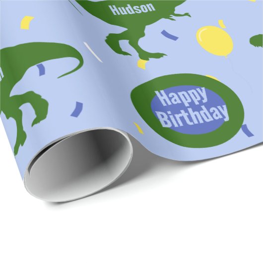 Custom "Birthday-Saurus" Dinosaur Birthday Party Geschenkpapier (Rolleneckpunkt)