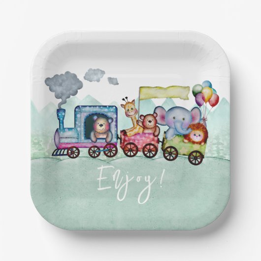 Custom Birthday Sign Chugga Chugga Choo Choo Pappteller (Vorderseite)