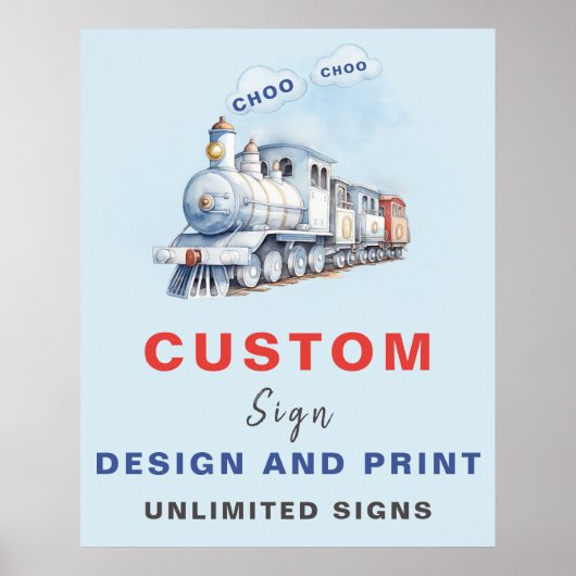 Custom Birthday Sign Chugga Chugga Choo Choo Thema Poster (Vorne)