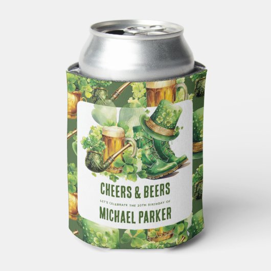 Custom Birthday St Patrick's Day Cheers Biere Dosenkühler (Kanne Vorderseite)