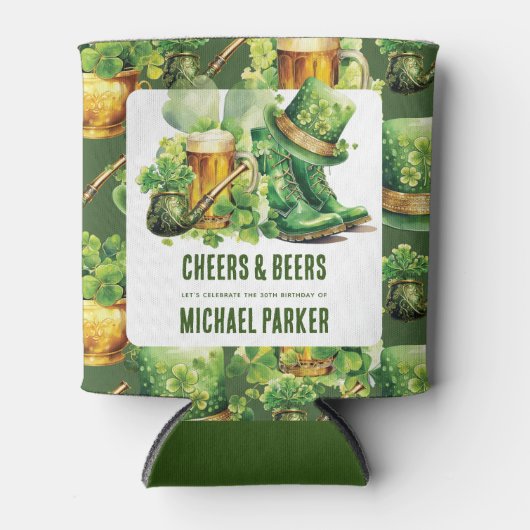 Custom Birthday St Patrick's Day Cheers Biere Dosenkühler (Vorderseite)
