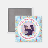 Custom Birthday Star Blue Red Foto Gruß Magnet (Vorderseite/Rückseite)