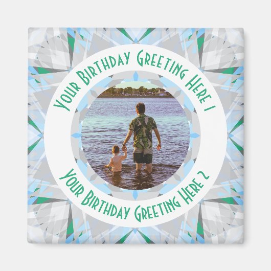 Custom Birthday Star Gray Blue Foto Gruß Magnet (Vorne)