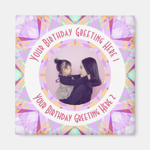 Custom Birthday Star Lila Pink Foto Gruß Magnet
