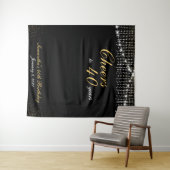 Custom Birthday String Lights Gold Background Foto Wandteppich (Beispiel (Horizontal))