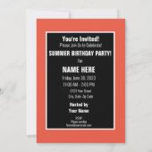 Custom Birthday Summer Party Beach Celebration Einladung (Rückseite)
