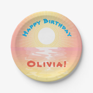 Custom Birthday Sunset Pappteller