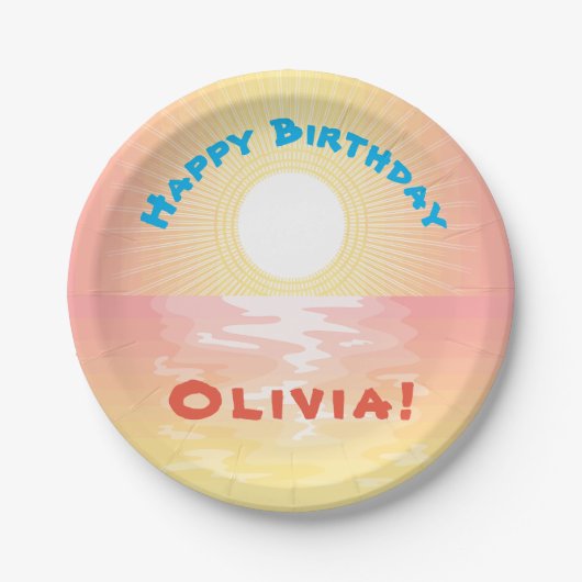 Custom Birthday Sunset Pappteller (Vorderseite)