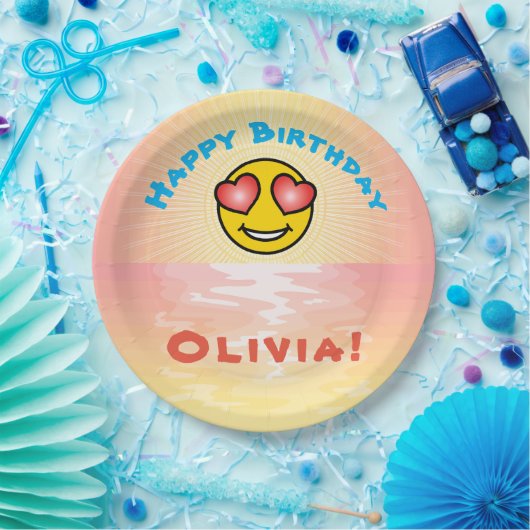 Custom Birthday Sunset Pappteller (Party)