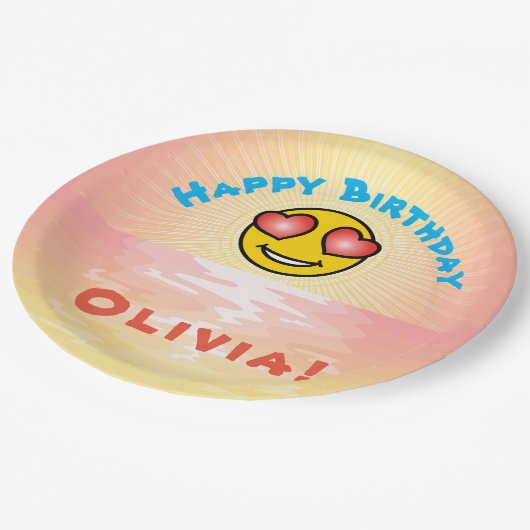 Custom Birthday Sunset Pappteller (Schrägansicht)