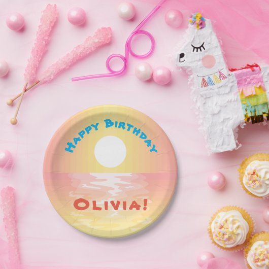 Custom Birthday Sunset Pappteller (Party)