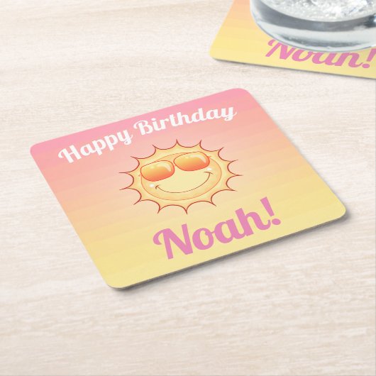 Custom Birthday Sunset Rechteckiger Pappuntersetzer (angewinkelt)