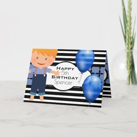 Custom Birthday w/Young Boy Karte (Vorderseite)