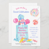 Custom Birthday Watercolor Candy Sweet Birthday Einladung (Vorne/Hinten)