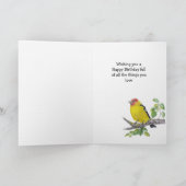 Custom  Birthday Watercolor Western Tanager Bird Karte (Innenseite)