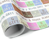 Custom Birthday Wish Squares Geschenkpapier (Rolleneckpunkt)