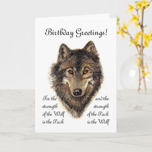 Custom Birthday - Wolf und Pack Quote Karte (Gelbe Blume)