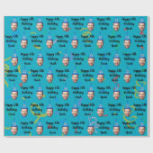 Custom Birthday Wrapping Paper, Blue Geschenkpapier (Flach)