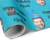 Custom Birthday Wrapping Paper, Blue Geschenkpapier (Rolleneckpunkt)