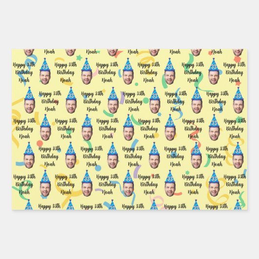 Custom Birthday Wrapping Paper, Happy Birthday Geschenkpapier Set (Vorderseite 3)