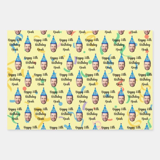Custom Birthday Wrapping Paper, Happy Birthday Geschenkpapier Set (Vorderseite)
