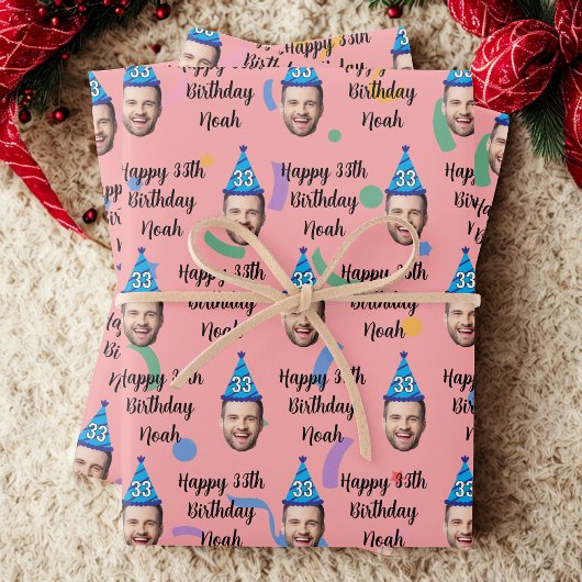 Custom Birthday Wrapping Paper, Pink Geschenkpapier Set