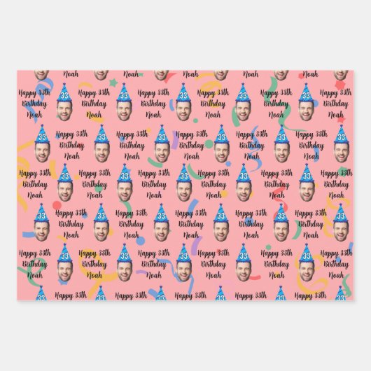 Custom Birthday Wrapping Paper, Pink Geschenkpapier Set (Vorderseite 3)