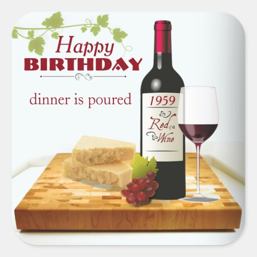 Custom BIRTHDAY YEAR Wine Gift Aufkleber (Vorderseite)
