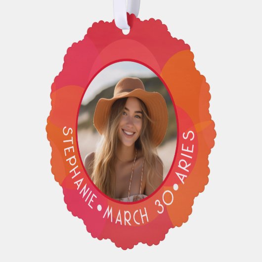 Custom Birthday Zodiac Aries - Foto Modernes Desig Ornament Karte (Links)