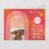 Custom Birthday Zodiac Aries - Modern Design Postkarte (Vorderseite)