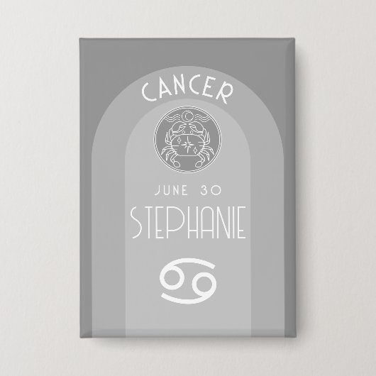 Custom Birthday Zodiac Cancer - Modernes Design Button (Vorderseite)