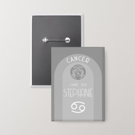 Custom Birthday Zodiac Cancer - Modernes Design Button (Vorderseite/Rückseite)