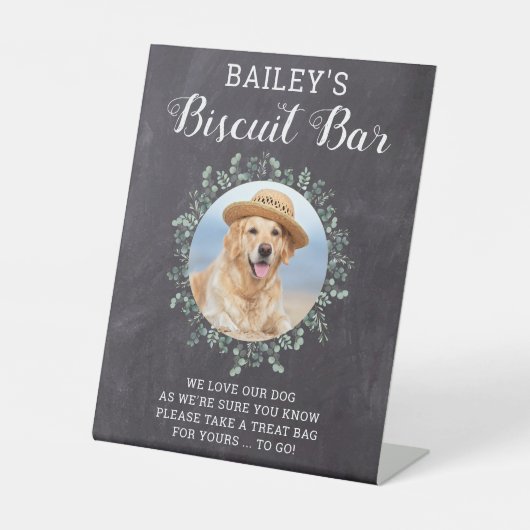 Custom Biscuit Bar Pet Foto Dog Gastgeschenk Hochz Sockelschild (Vorderseite)