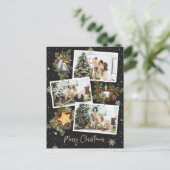 Custom Black 3 Foto Collage Frohe Weihnachten Postkarte (Stehend Vorderseite)